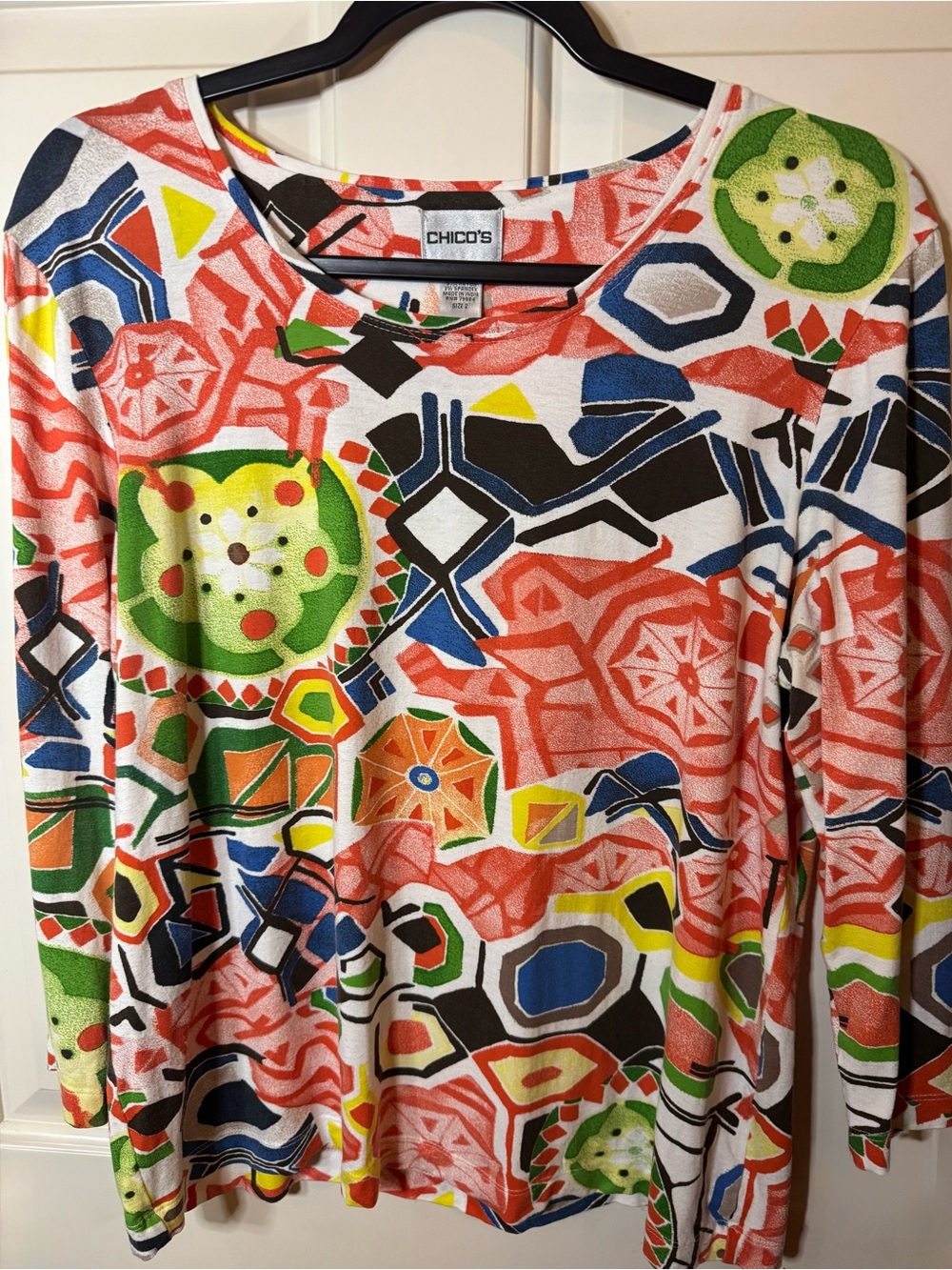 Chico's Top with Geometric Print Chico’s Size 2
